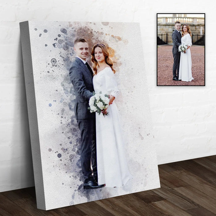 Custom Anniversary Watercolor Portrait by Tailored Canvases