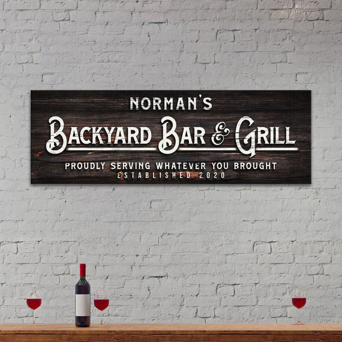 Custom Backyard Bar and Grill Sign: Custom Bar Signs for Home Bar – Perfect for Outdoor Man Cave Decor by Tailored Canvases