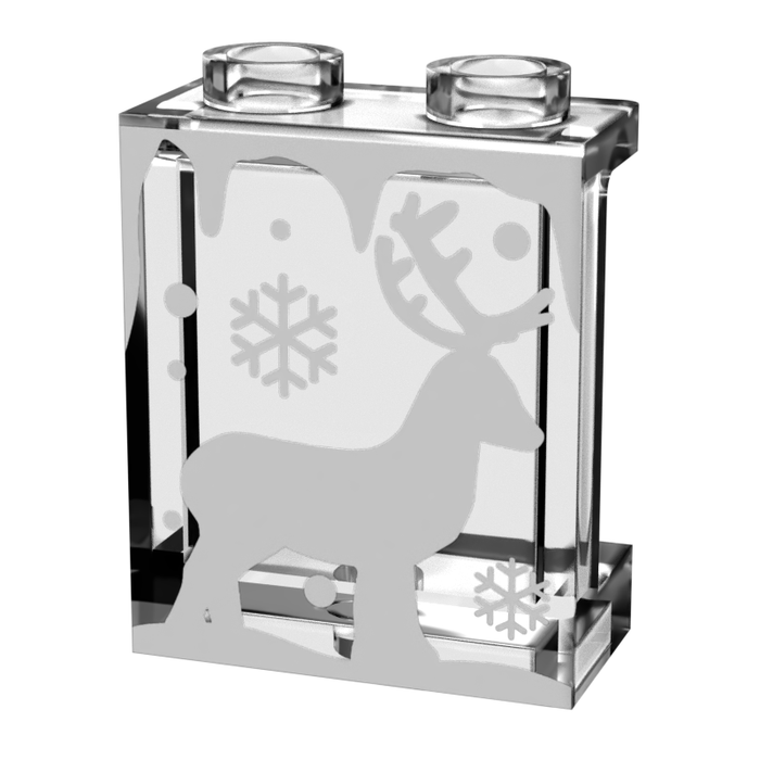 Winter Village Window with Reindeer made 1x2x2 Panel - B3 Customs by B3 Customs