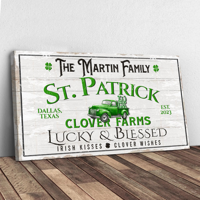 Custom St. Patrick Farmhouse Family Sign by Tailored Canvases