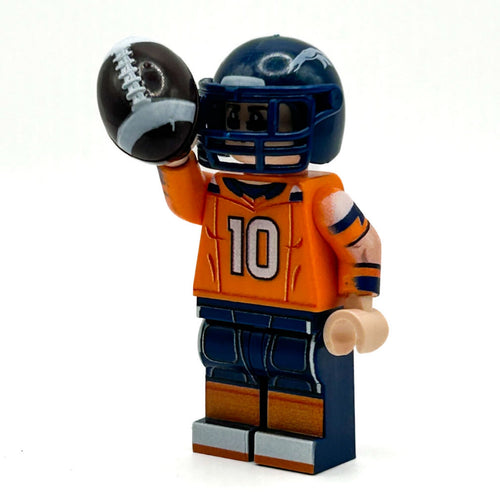 #10 QB Broncos Football Player Minifig made using LEGO parts - B3 Customs by B3 Customs
