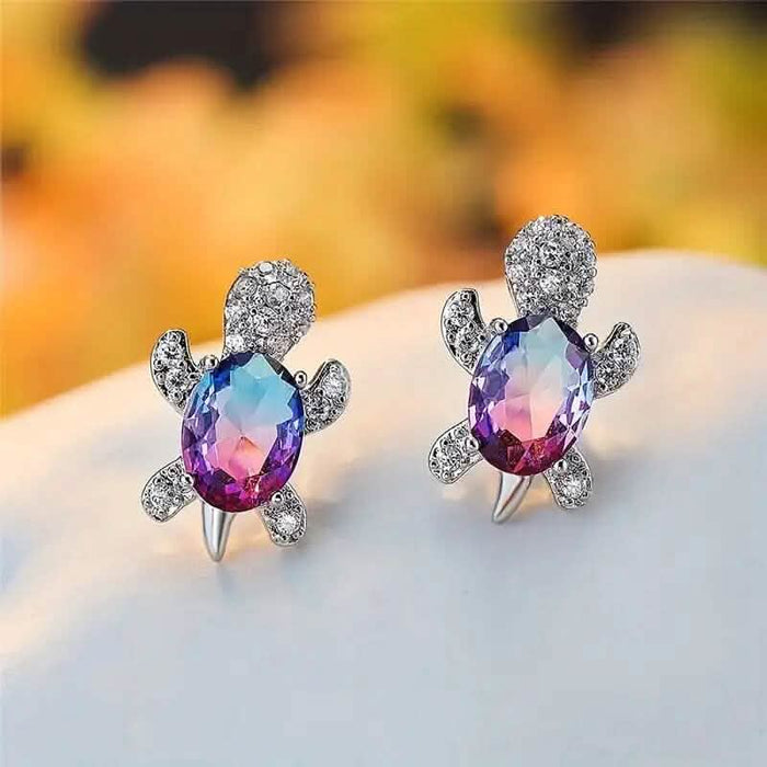 Cute Zirconia Turtle Ear Stud Earrings by DailySale