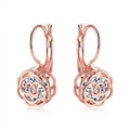 Cystal Leverback Floral Earrings In Gold by DailySale