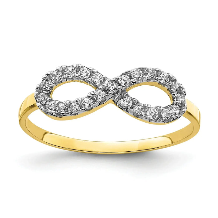 CZ 10k Yellow Gold Infinity Pave Ring by Fine Color Jewels