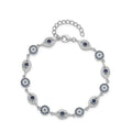 CZ Silver Evil Eye Bracelet by Fine Color Jewels