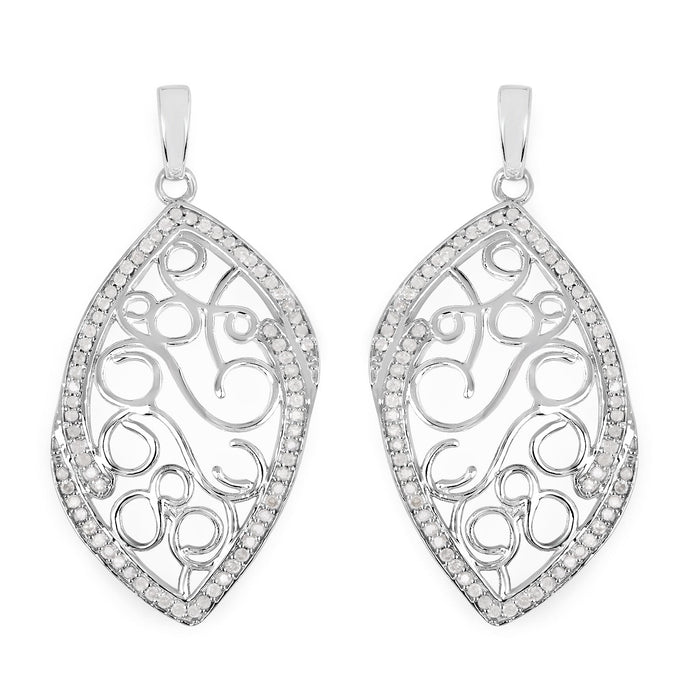 0.73 Carat Genuine White Diamond .925 Sterling Silver Earrings by Bids.com
