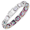 Cushion Rainbow Quartz Prong Silver Tennis Bracelet by Fine Color Jewels