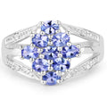 1.59 Carat Genuine Tanzanite and White Topaz .925 Sterling Silver Ring by Bids.com