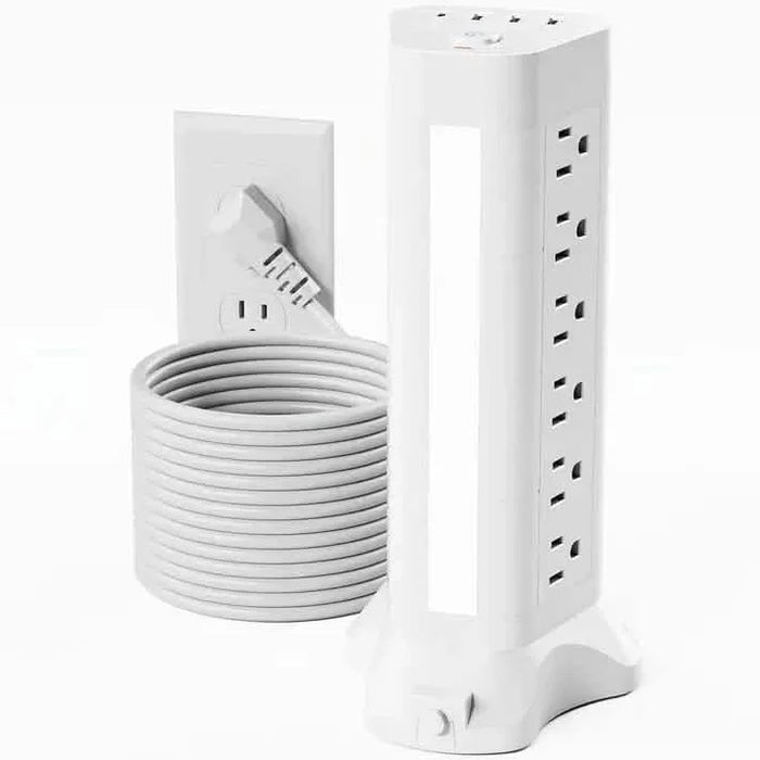 22-in-1 Power Strip Tower with 4 USB Ports & 9 AC Outlets, 10ft Extension Cable, 3-Color Night Light by DailySale