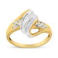10K Yellow and White Gold 1/10 Cttw Baguette and Round-Cut Diamond Bypass Ring (I2 Color, H-I Clarity) - Size 7 by Bids.com