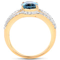 14K Yellow Gold Plated 2.30 Carat Genuine London Blue Topaz and White Topaz .925 Sterling Silver Ring by Bids.com