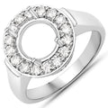 0.48 Carat Genuine White Diamond 14K White Gold Semi Mount Ring - holds 8.00mm Round Gemstone by Bids.com