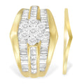 14K Yellow Gold 2-1/3 Cttw Diamond Cluster Channel Set Chevron Shaped Band Engagement Ring & Wedding Band Set by Bids.com