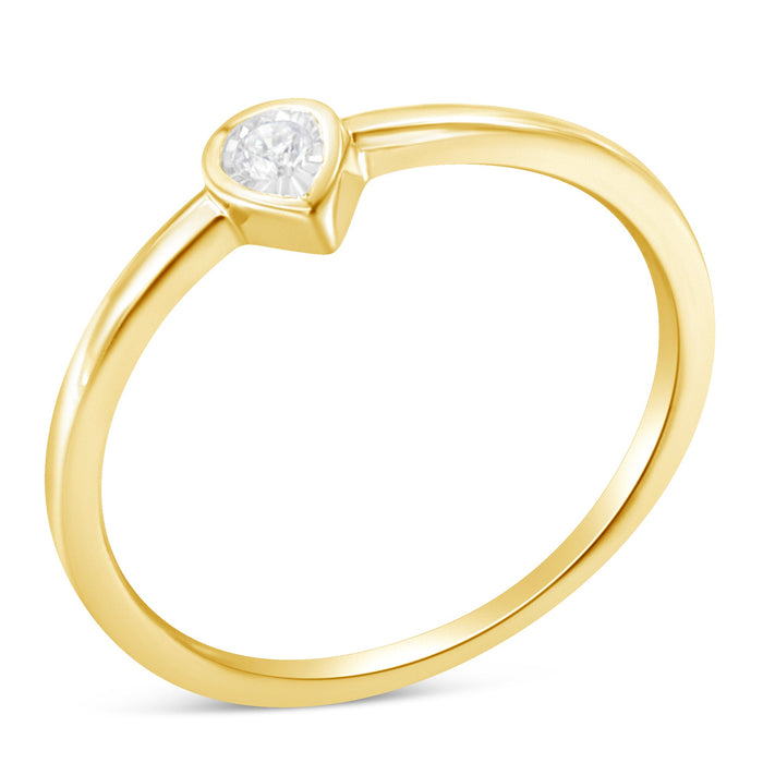 14K Yellow Gold Plated .925 Sterling Silver 1/20 Carat Diamond Teardrop Pear-Shaped Miracle Set Petite Fashion Ring (J-K Color, I1-I2 Clarity) - Size 6 by Bids.com