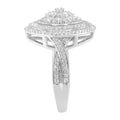 .925 Sterling Silver 1.0 Cttw Round & Baguette-Cut Diamond Marquise-Shaped Cluster Triple Stepped Halo Cocktail Fashion Ring (I-J Color, I2-I3 Clarity) - Size 7 by Bids.com