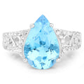 5.50 Carat Genuine Swiss Blue Topaz and White Topaz .925 Sterling Silver Ring by Bids.com