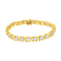10K Yellow Gold Plated Sterling Silver 2 cttw Diamond "XOXO" Bracelet (J-K Clarity, I1-I2 Color) - Size 7.25" by Bids.com