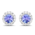 3.77 Carat Genuine Tanzanite and White Topaz .925 Sterling Silver 3 Piece Jewelry Set (Ring, Earrings, and Pendant w/ Chain) by Bids.com