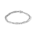 14K White Gold 1-1/2 Cttw Round Brilliant-Cut & Baguette Cut Diamond Bezel and Tapered Link 7" Tennis Bracelet (H-I Color, I1-I2 Clarity) by Bids.com