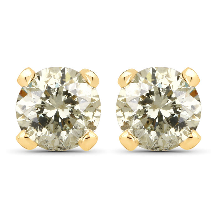 0.98 Carat Genuine LB Diamond 14K Yellow Gold Earrings by Bids.com