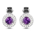 2.29 Carat Genuine Amethyst, Black Diamond and White Diamond .925 Sterling Silver Earrings by Bids.com