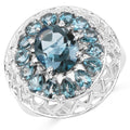 5.98 Carat Genuine London Blue Topaz .925 Sterling Silver Ring by Bids.com