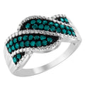 .925 Sterling Silver Treated Blue Color Diamond cocktail Ring (1/2 Cttw, Treated Blue Color, I2-I3 Clarity) - Size 6-3/4 by Bids.com