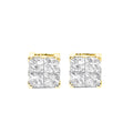 10K Yellow Gold Plated .925 Sterling Silver 1.0 Cttw Princess-Cut Diamond Composite Multi Stone Stud Earrings (J-K Color, SI2-I1 Clarity) by Bids.com
