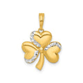 Three Leaf Clover Charm 14K Yellow Gold Pendant by Fine Color Jewels