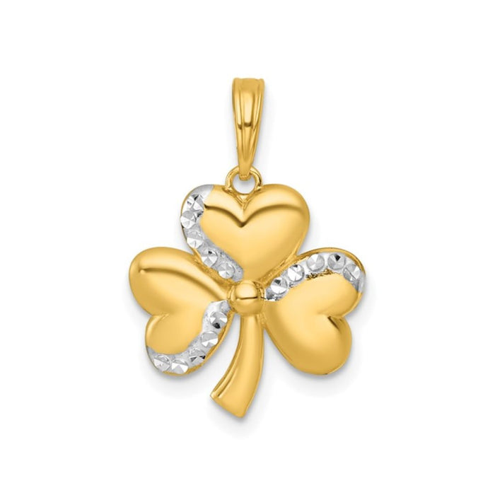 Three Leaf Clover Charm 14K Yellow Gold Pendant by Fine Color Jewels