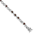 Genuine Garnet Silver Link Infinity Heart Bracelet by Fine Color Jewels