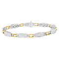 14K Yellow and White Gold 2.0 Cttw Princess Cut Diamond Tapered and Equal Sign Link Bracelet (G-H Color, SI1-SI2 Clarity) - 7" by Bids.com