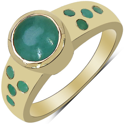 14K Yellow Gold Plated 1.55 Carat Genuine Emerald & White Diamond .925 Sterling Silver Ring by Bids.com