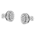Sterling Silver Diamond Cluster Earrings (1 cttw, I-J Color, I2-I3 Clarity) by Bids.com