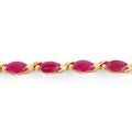 Marquise Pink Ruby Prong 10K Yellow Gold Tennis Bracelet by Fine Color Jewels