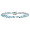 Round Swiss Blue Topaz Prong Sterling Silver Tennis Bracelet