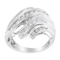 10K White Gold Round and Baguette Cut Diamond Channel Ring (3/4 Cttw, H-I Color, SI2-I1 Clarity) - Size 7 by Bids.com