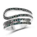 0.83 Carat Genuine Blue Diamond .925 Sterling Silver Ring by Bids.com
