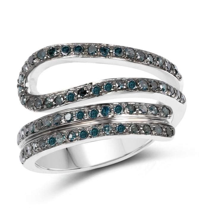 0.83 Carat Genuine Blue Diamond .925 Sterling Silver Ring by Bids.com