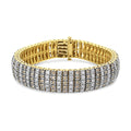 10K Yellow Gold 10-1/3 Cttw Alternating Coco Color and White Diamond 5 Row Tennis Bracelet (Brown/H-I Color, SI1-SI2 Clarity) - Size 7.25 by Bids.com