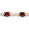Oval Deep Red Garnet Prong Two-Tone Gold Plated Silver Infinity Bolo Adjustable Bracelet by Fine Color Jewels