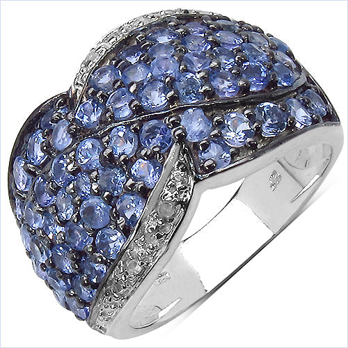 2.50 Carat Genuine Tanzanite & White Topaz .925 Sterling Silver Ring by Bids.com