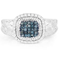 0.28 Carat Genuine Blue Diamond and White Diamond .925 Sterling Silver Ring by Bids.com