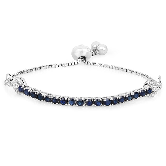 2.41 Carat Genuine Blue Sapphire and White Zircon .925 Sterling Silver Bracelet by Bids.com
