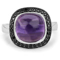 5.25 Carat Genuine Amethyst & Black Spinel .925 Sterling Silver Ring by Bids.com