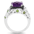 3.27 Carat Genuine Amethyst, Chrome Diopside & Black Diamond .925 Sterling Silver Ring by Bids.com