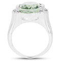 8.12 Carat Genuine Green Amethyst, White Topaz & White Diamond .925 Sterling Silver Ring by Bids.com