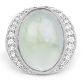11.50 Carat Genuine Prehnite And White Topaz .925 Sterling Silver Ring by Bids.com