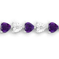 Heart Purple Amethyst & Diamond Prong Silver Tennis Bracelet by Fine Color Jewels