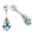 5.55 Carat Genuine Blue Topaz, Amethyst & White Diamond .925 Sterling Silver Earrings by Bids.com